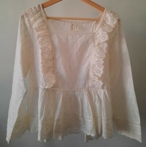 Anthropologie ~ Eyelet lace long sleeve top